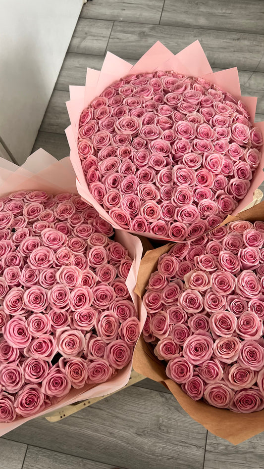 100 Pink Rose Bouquet